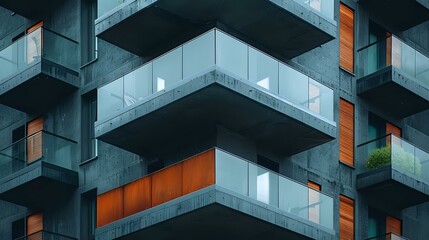 Contemporary Elegance: Chic Apartment Building with Greenery-Adorned Balconies