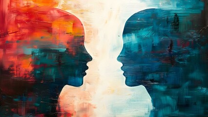 Artistic portrayal of selfdeception and inner conflict for mental health awareness. Concept Mental Health Awareness, Self-Deception, Inner Conflict, Artistic Portrayal