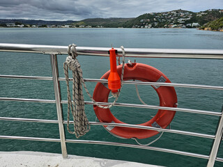 Life Preserver on Boat in Water