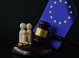 Judges Gavel and European Union Flag - obrazy, fototapety, plakaty