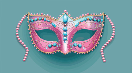 Festive mask with beads on color background style