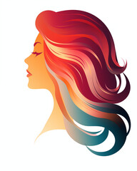 Hair icon featuring a stylized silhouette of a woman