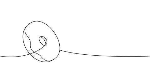 Doughnut one line continuous drawing. Bakery sweet pastry food. Vector linear illustration.
