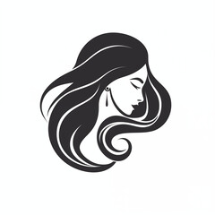 Sleek and stylized hair icon with flowing strands, vector style