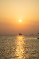 Fototapeta premium Hengsha Island, Chongming District, Shanghai-Seascape at sunset