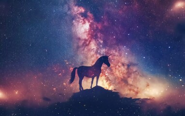 smearing a very cute unicorn with stars in front of the Milky Way galaxy