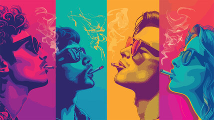 Four for smoking on color background style vector