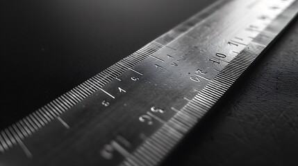 Sleek metal ruler with precise markings, essential for accurate measurements and straight lines. - Powered by Adobe