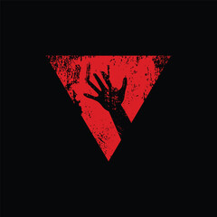 Hands in a triangle, Letter P triangle with hand