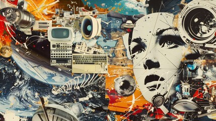 Business and modern technologies. Art collage