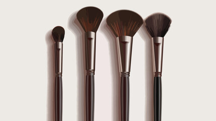 Four of makeup brushes on light background closeup vector