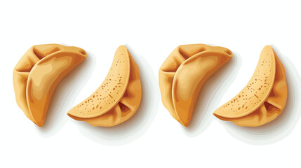 Four of tasty fortune cookies on white background vector