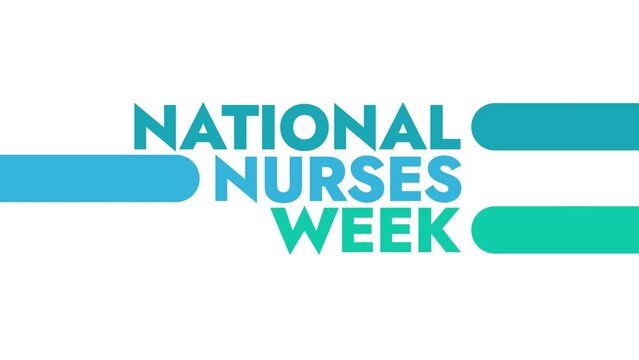 National Nurses Week colorful motion graphics seamlessly loopable text animation on a white background great for celebrating national nurses week in may