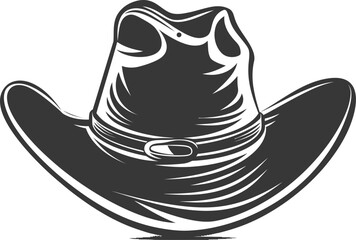 Silhouette cowboy hat icon and logo on white background with cowboy hat vector