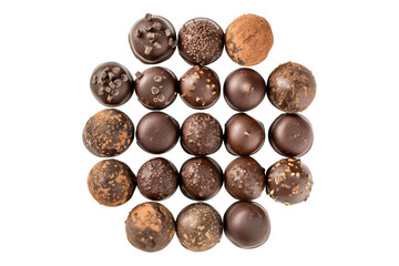 Chocolate truffles isolated on transparent background