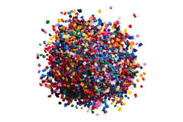 colorful plastic grains isolated on transparent background