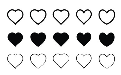 Heart like five different shapes in line, bold and charcoal