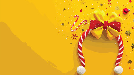 Funny Christmas headband on yellow background closeup