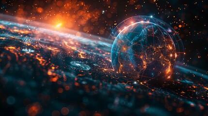 Obraz premium Global Data Streams: Artistic Network Visualization 