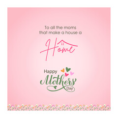 International Mothers Day wishes Real Estate, Home, House Concept. Social Media Design Post Vector Template