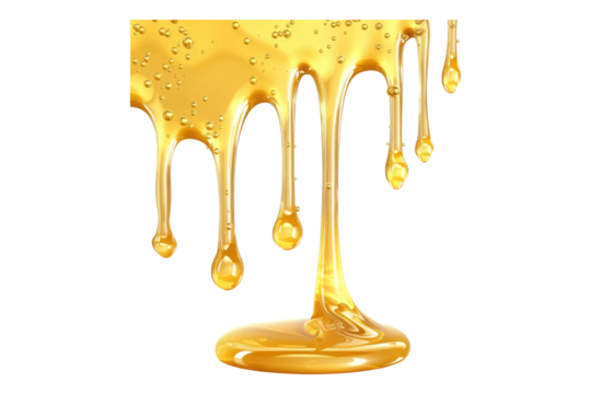Dripping liquid honey isolated on transparent background