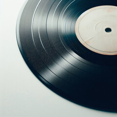 Vinyl record on a white background, close-up, retro style