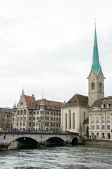 Scenic summer view of the Old Town architecture of Zurich