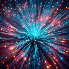 Fiber optical network cable close-up. Computer generated abstract background