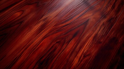 A close-up of a rich, dark mahogany wood grain, polished to a high shine, providing a deep.