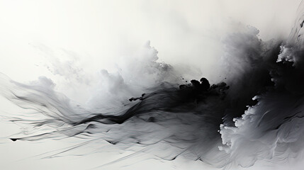 Beautiful White and Black Abstract Art of Paint Brush Stroke on Background