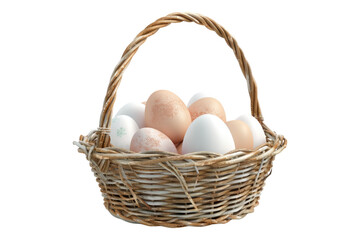 Eggs in a basket isolated on transparent background