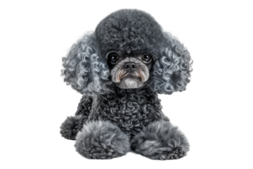 Elegance in gray teacup poodle isolated on transparent background