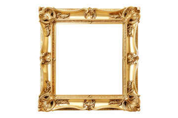 Wooden golden frame isolated on transparent background