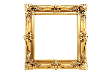 Wooden golden frame isolated on transparent background