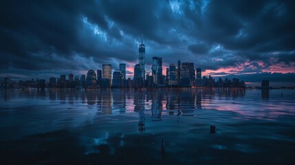 New York skyline at dusk
