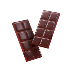 Fototapeta premium Delicious dark bar chocolate isolated on a transparent background by AI generative