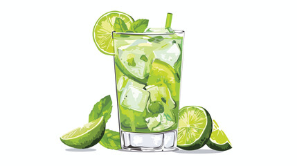 Glass of tasty mojito isolated on white background 