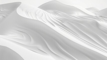Obraz premium Minimalist background of white sand dunes with sinuous ridges and curves, symbolizing serenity and simplicity.