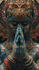 Fototapeta premium Craft a mixed media artwork showcasing a front-facing view of hands clasped in unity