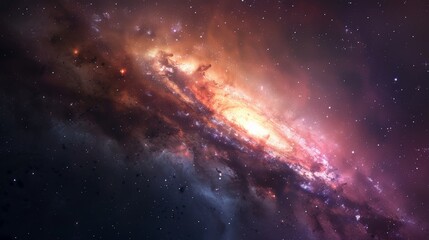 Obraz premium A serene yet powerful depiction of a galaxy core, its calm center belied by the violent beauty of star formation and destruction at its edges, a testament to the cycle of cosmic life.