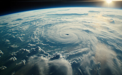 Space view of the hurricane showing the effects of climate change.