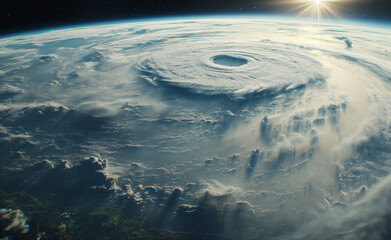 Space view of the hurricane showing the effects of climate change.