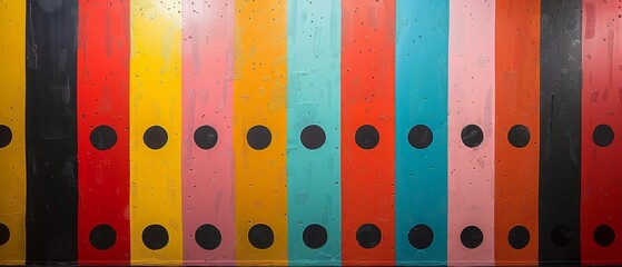 Colorful Polka Dots and Stripes Abstract Painting