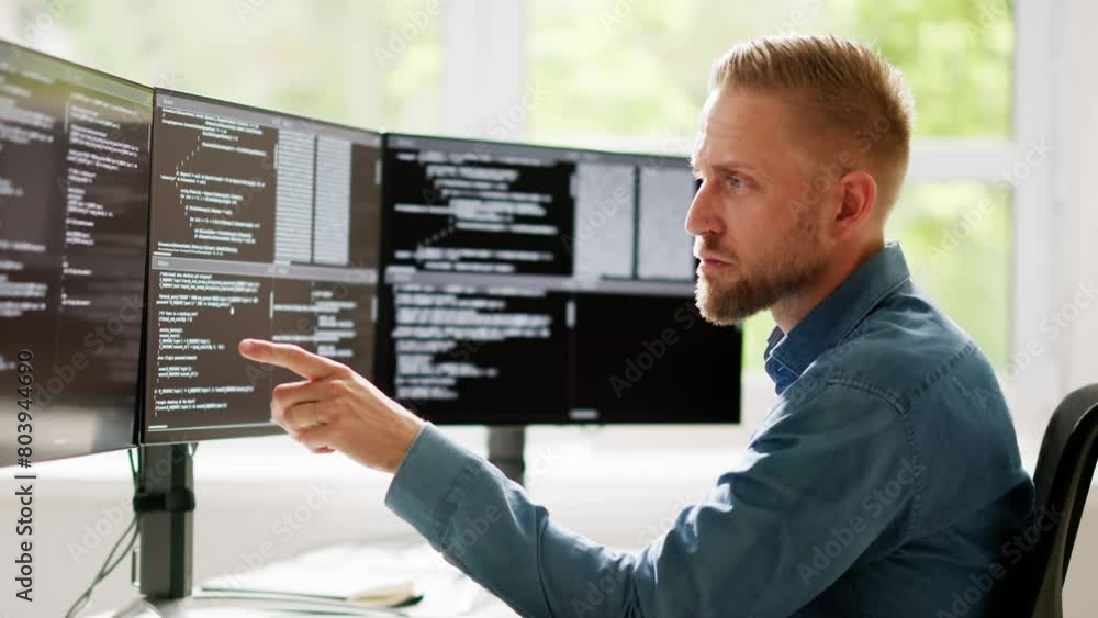 Poster Web Developer Coding On Computer