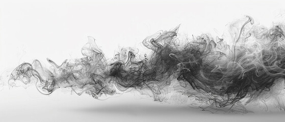 Wisps of smoke in shades of grey, fading into a stark white background