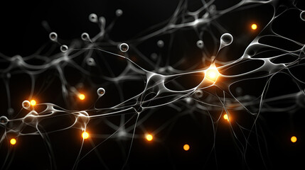Science Fiction Photograph of A Neurons Cells On a Black Background