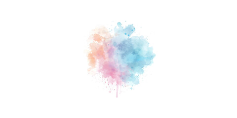 Watercolor splash, soft pastel color palette in the style of clipart on a white background