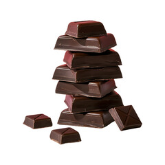 Delicious dark bar chocolate isolated on a transparent background by AI generative