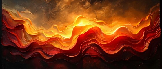 Swirling fiery tones of orange and red, inspired by a volcanic landscape