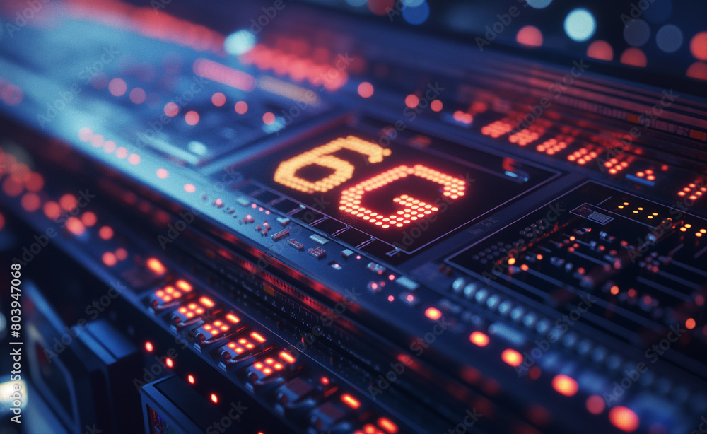 Poster 6g illuminated: next-gen wireless technology on dynamic server background